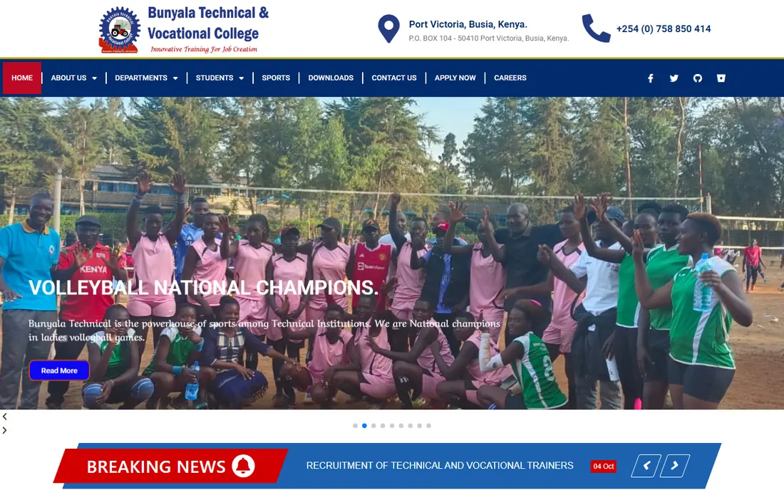 Bunyala Technical and Vocational College homepage