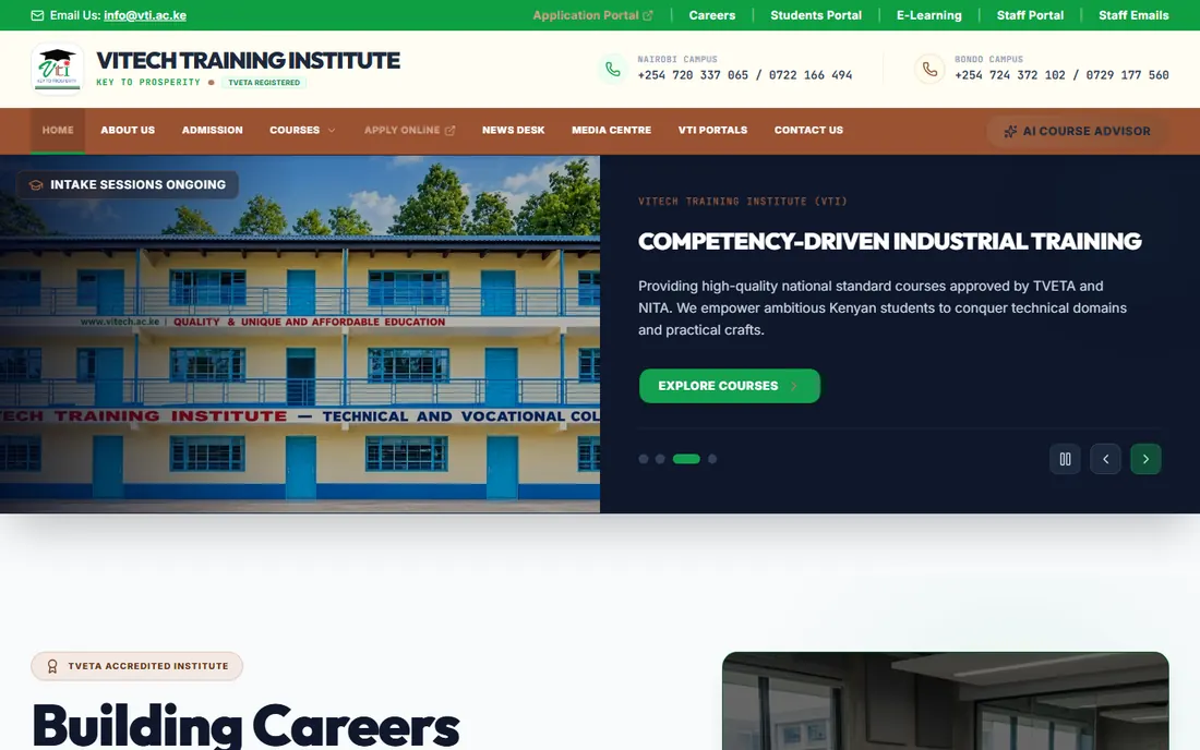 Vitech Training Institute homepage